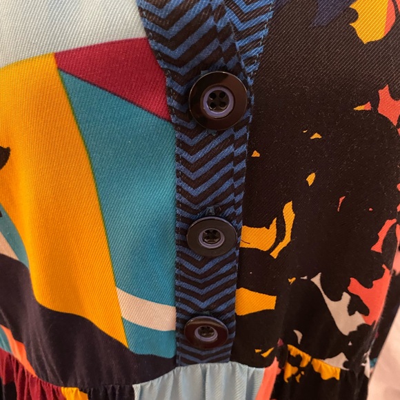 Anthropologie Maeve Blue and Orange Patterned Dress - Picture 9 of 11